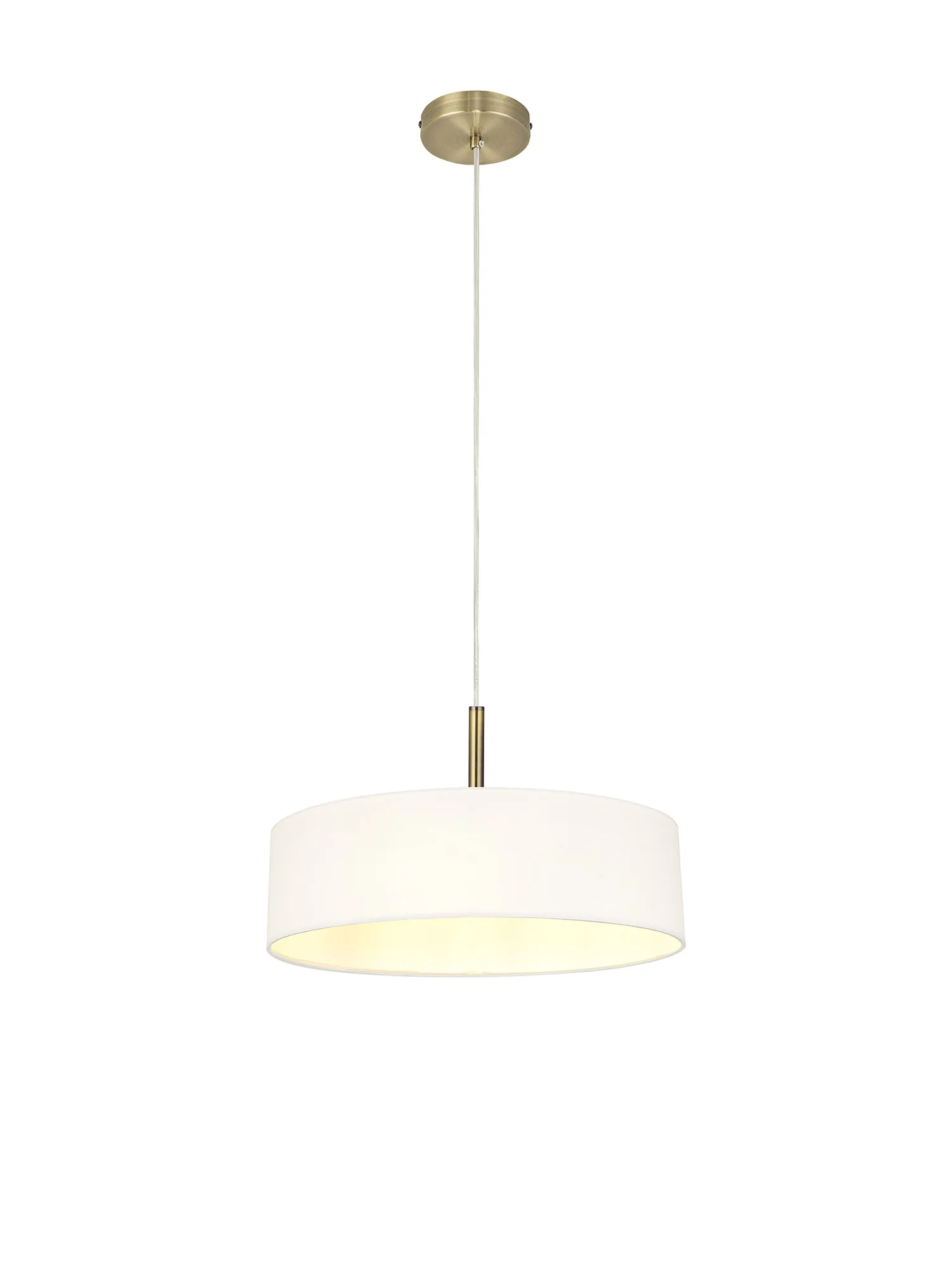 Baymont 45cm 3 Light Pendant Antique Brass, White DK0709  Deco Baymont AB WH